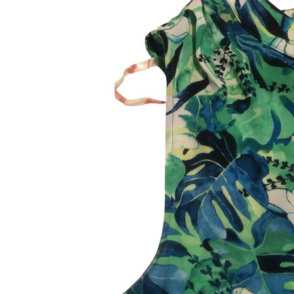 Rose & Olive Tropical Green and Blue Womens Sleeveless Blouse - Picture 6 of 11